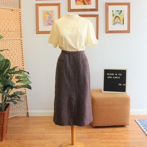 Vintage Violet Purple Tweed Midi Skirt | Medium |